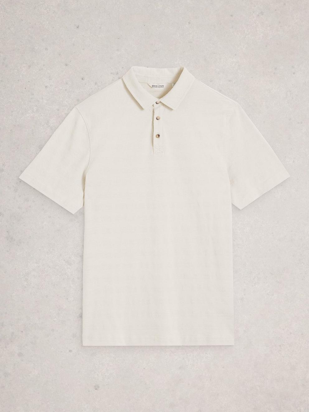 Cotton Stripe Polo in NAT WHITE - FLAT FRONT