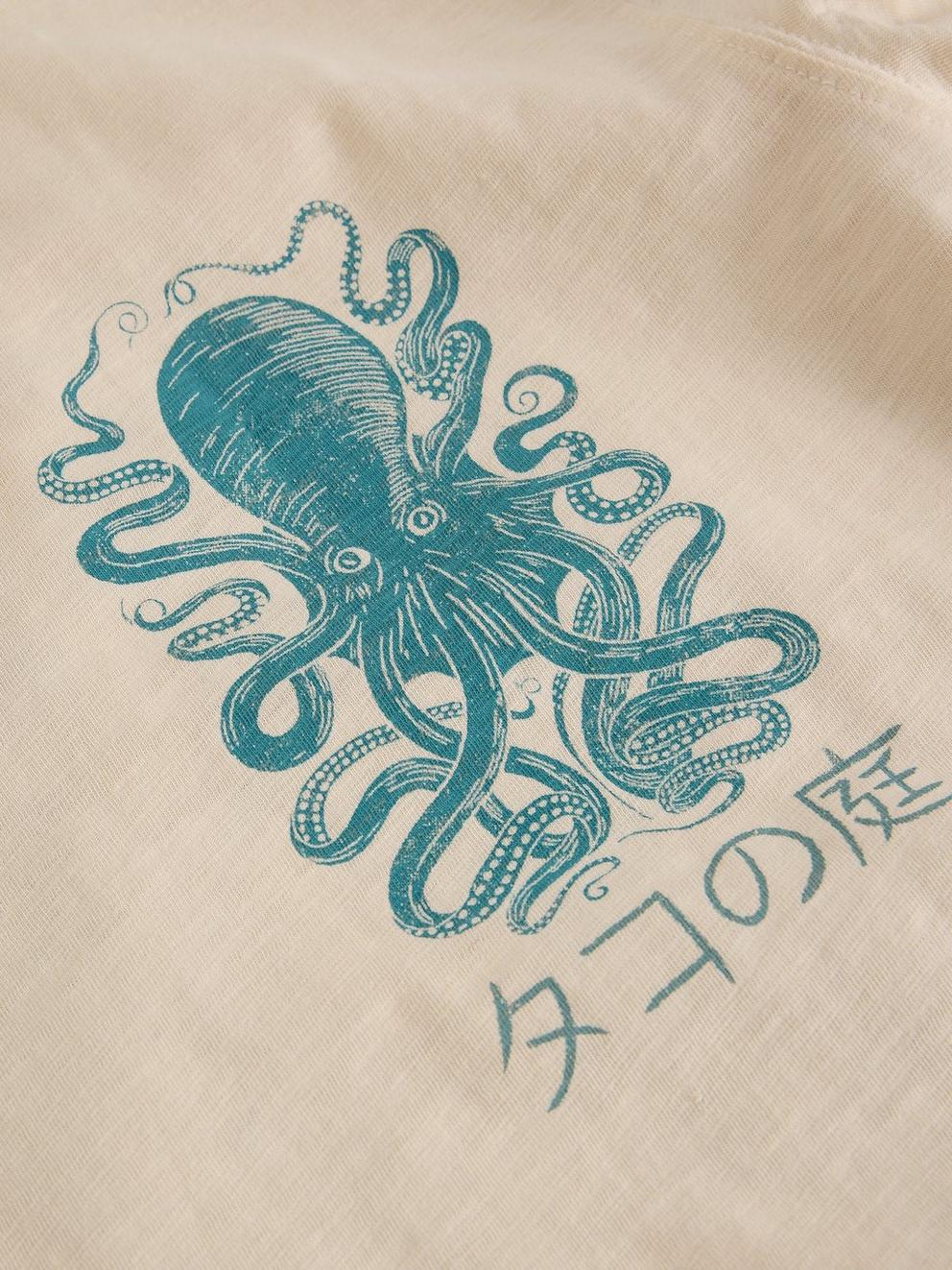 Octopus Graphic Tee in WHITE PR - FLAT DETAIL