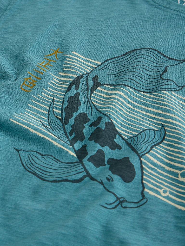 Koi Fish Graphic Tee in BLUE PR - FLAT DETAIL