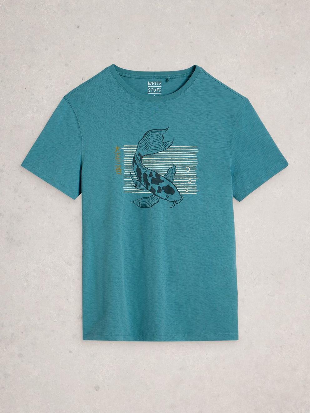 Koi Fish Graphic Tee in BLUE PR - FLAT FRONT
