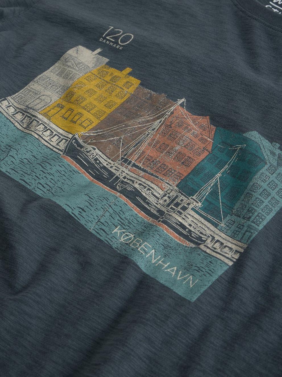 Copenhagen Graphic Tee in DK BLUE - FLAT DETAIL