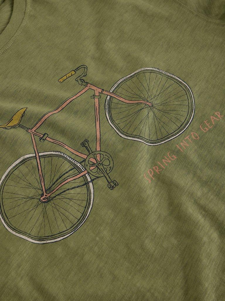 Bike Graphic Tee in KHAKI GRN - FLAT DETAIL