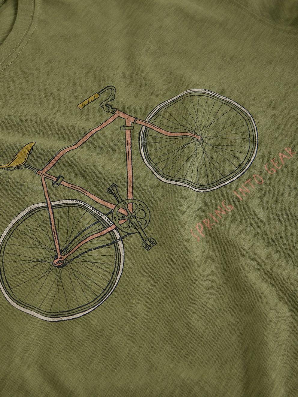 Bike Graphic Tee in KHAKI GRN - FLAT DETAIL