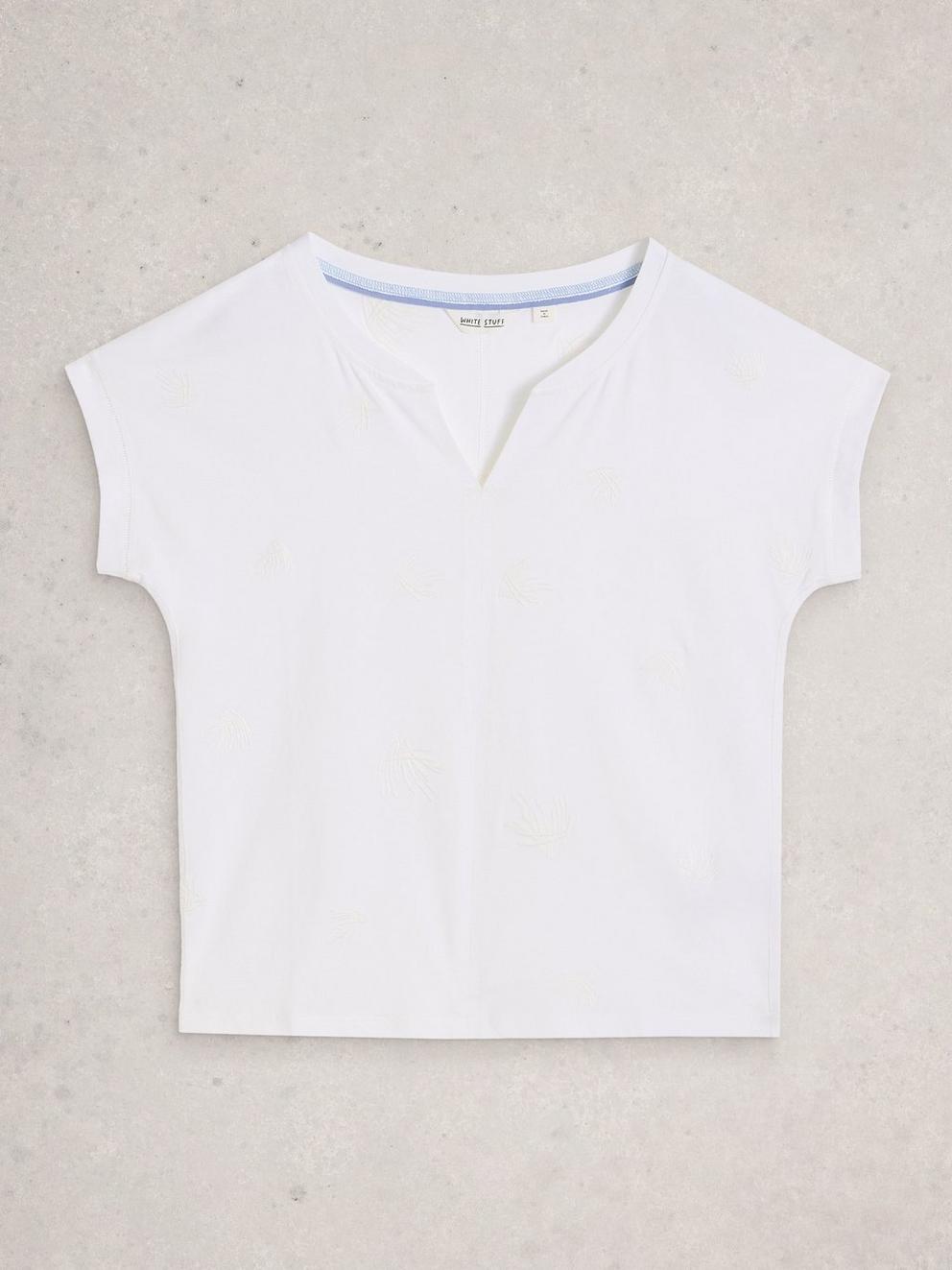 NELLY EMBROIDERED T-SHIRT in BRIL WHITE - FLAT FRONT