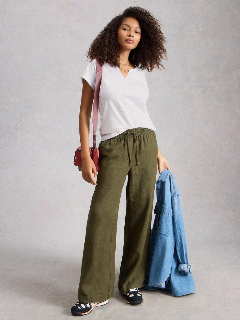 NELLY EMBROIDERED T-SHIRT in BRIL WHITE - MODEL FRONT