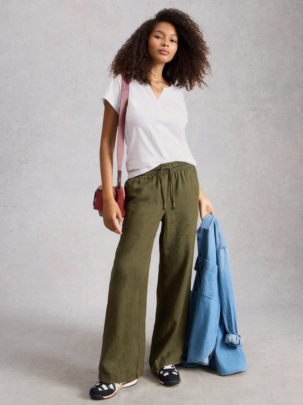 NELLY EMBROIDERED T-SHIRT in BRIL WHITE - MODEL FRONT