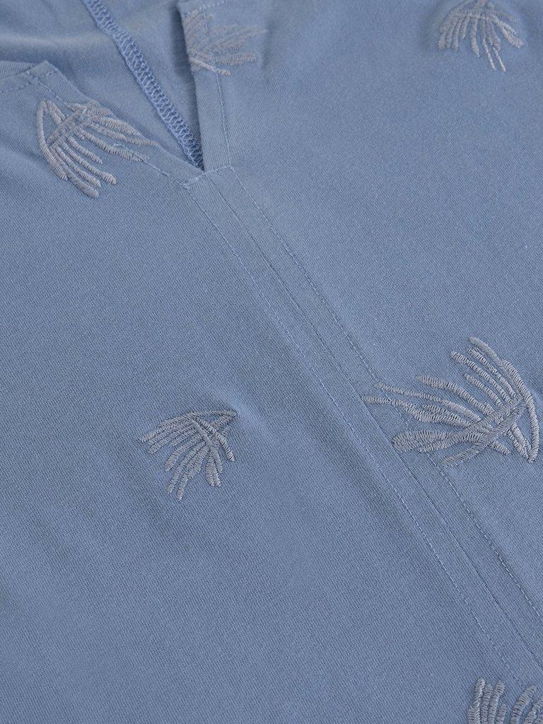 NELLY EMBROIDERED T-SHIRT in MID BLUE - FLAT DETAIL