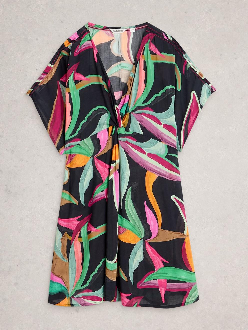 Mini Cleo Cover Up Kimono in BLK PR - FLAT FRONT