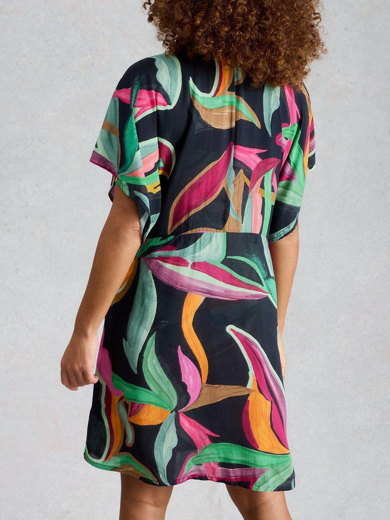 Mini Cleo Cover Up Kimono in BLK PR - MODEL BACK