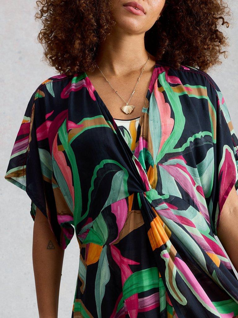 Mini Cleo Cover Up Kimono in BLK PR - MODEL DETAIL