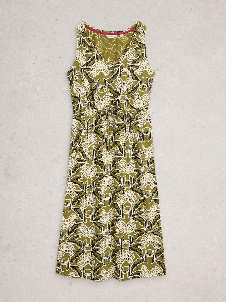 Heidi Jersey Print Dress in GREEN PR - FLAT FRONT