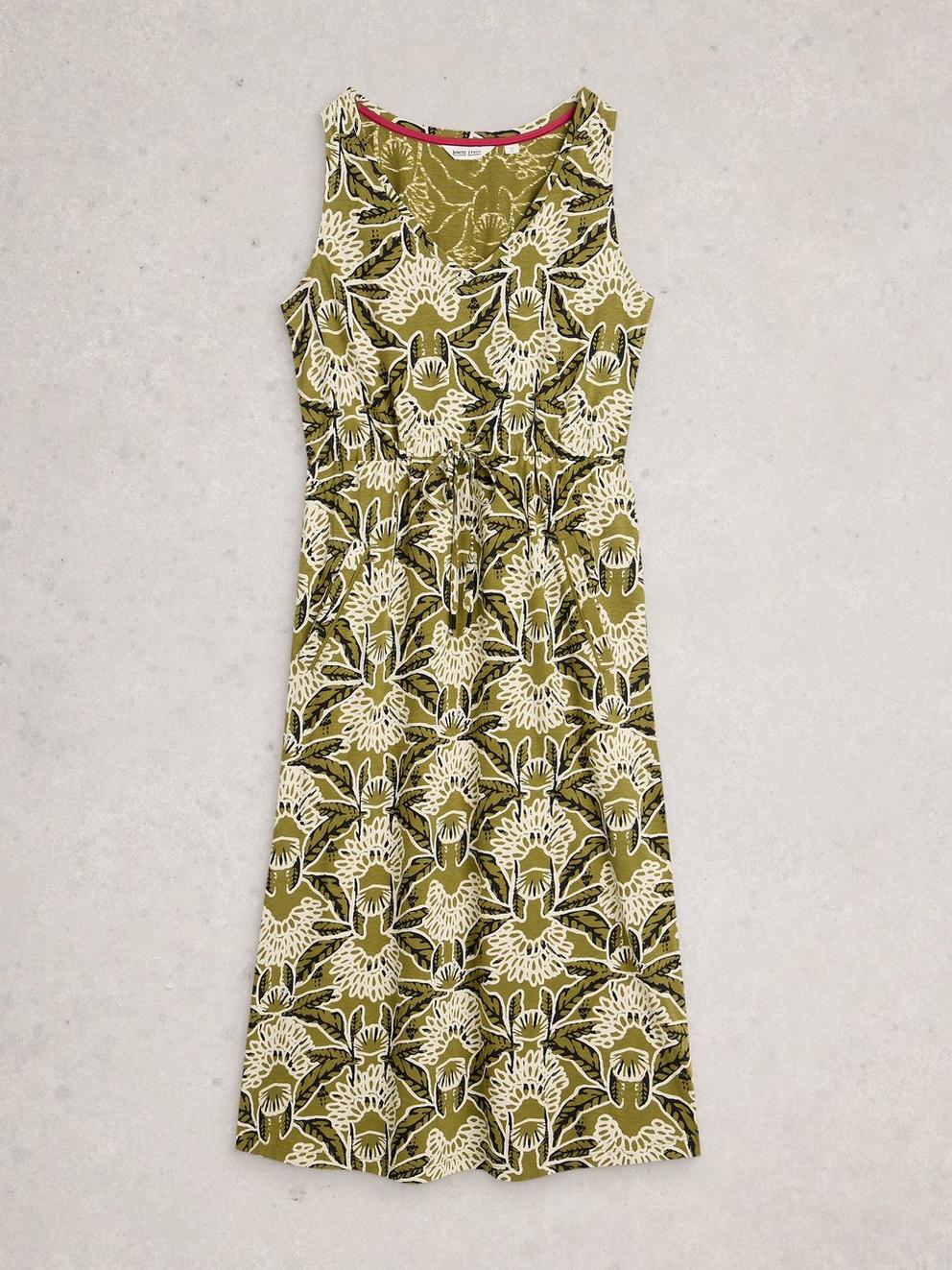 Heidi Jersey Print Dress in GREEN PR - FLAT FRONT