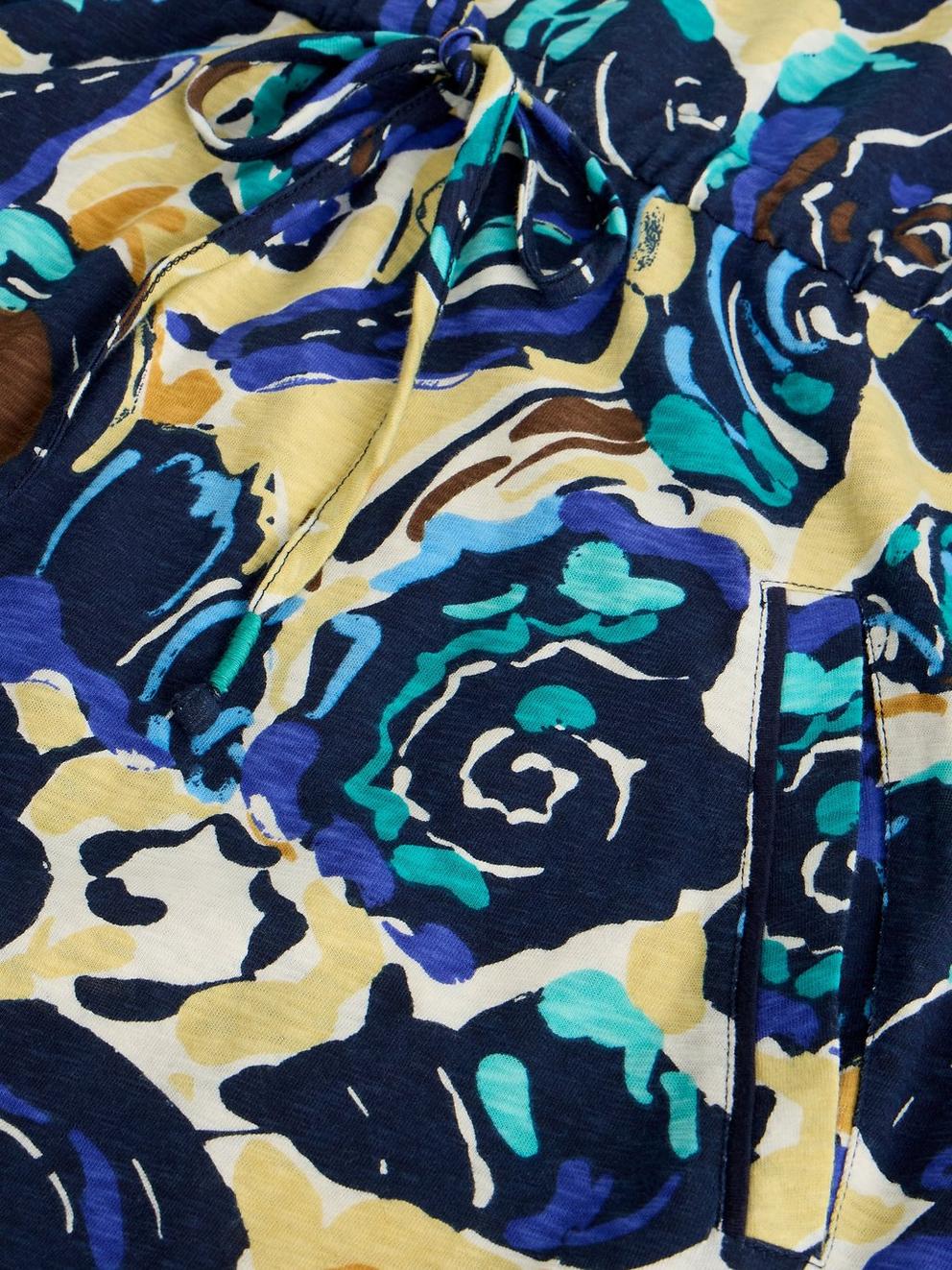 Heidi Jersey Print Dress in NAVY PR - FLAT DETAIL