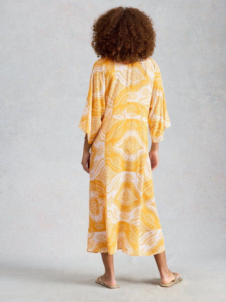 Cleo V Neck Kimono in YELLOW PR - MODEL BACK