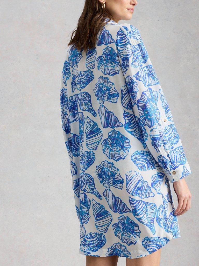 Suzie Beach Shirt Dress in IVORY PR - MODEL BACK