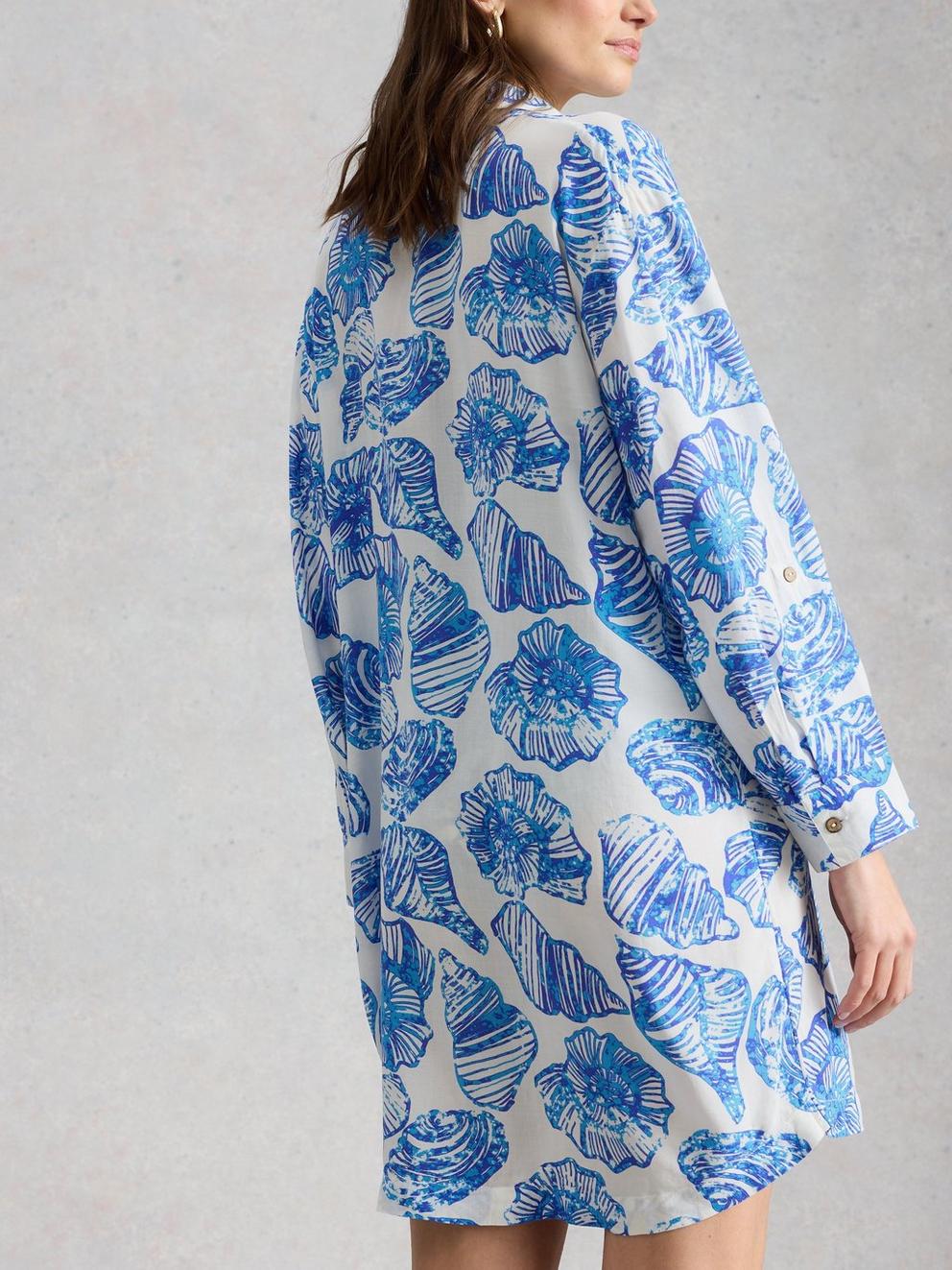 Suzie Beach Shirt Dress in IVORY PR - MODEL BACK