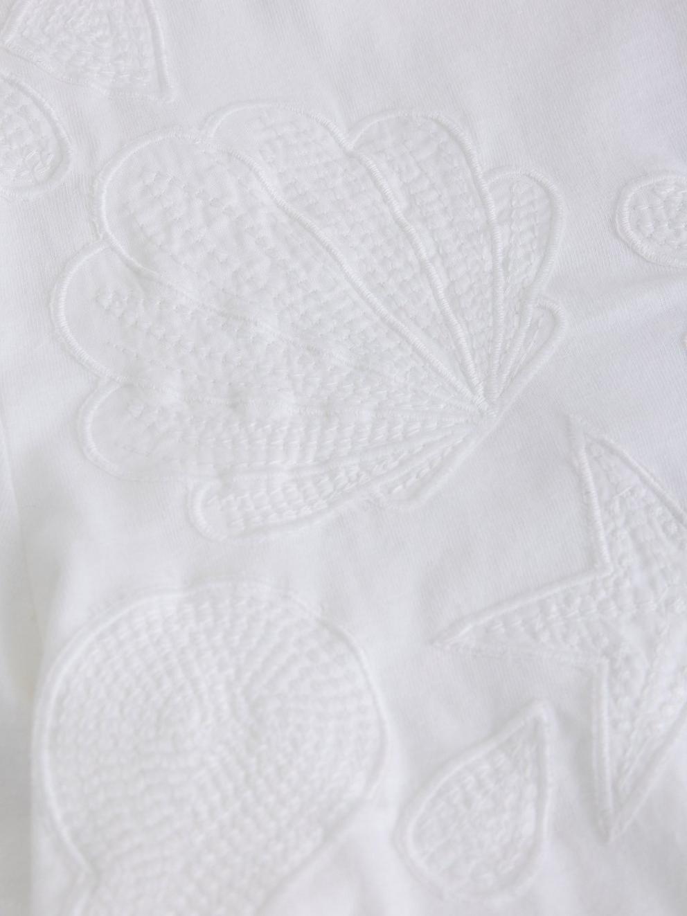 ABBIE EMBROIDERED T-SHIRT in BRIL WHITE - FLAT DETAIL