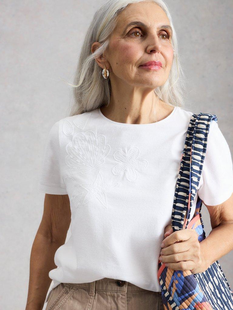 ABBIE EMBROIDERED T-SHIRT in BRIL WHITE - LIFESTYLE