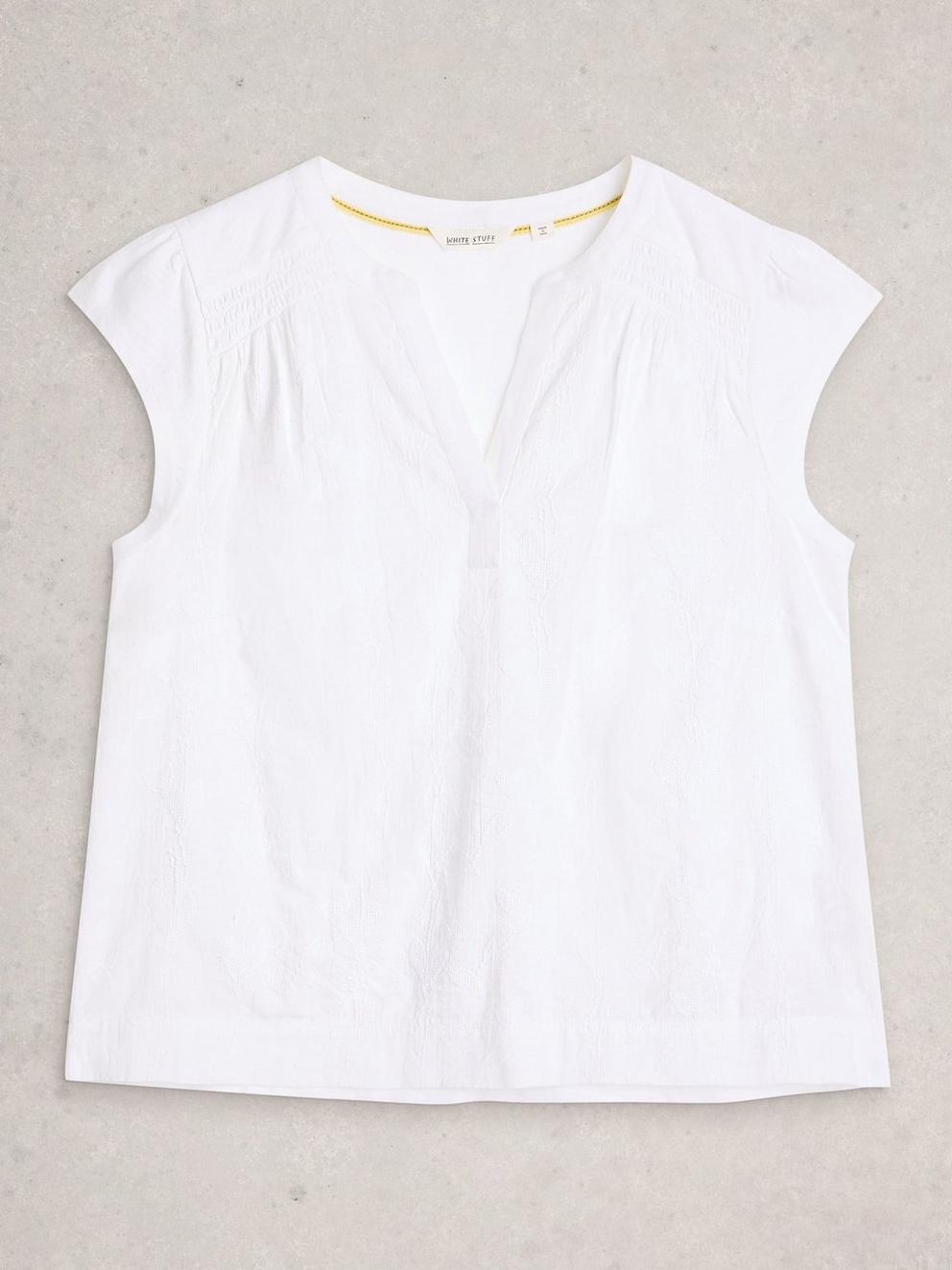 AMELIA EMBROIDERY TOP in BRIL WHITE - FLAT FRONT