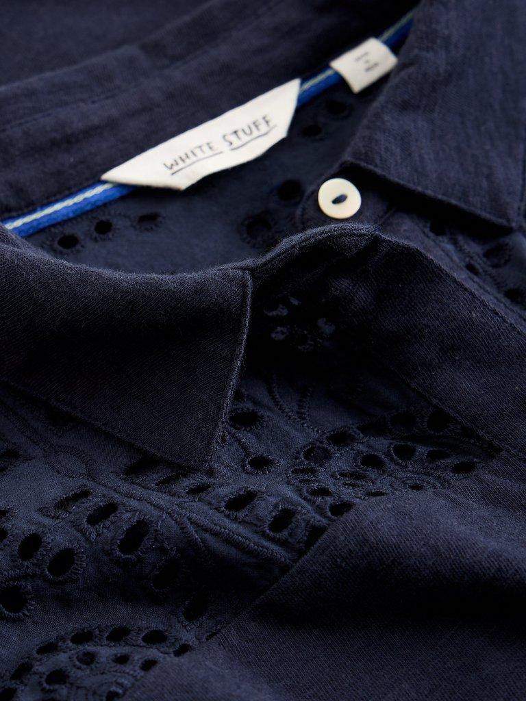 SANDY BRODERIE TOP in DARK NAVY - FLAT DETAIL