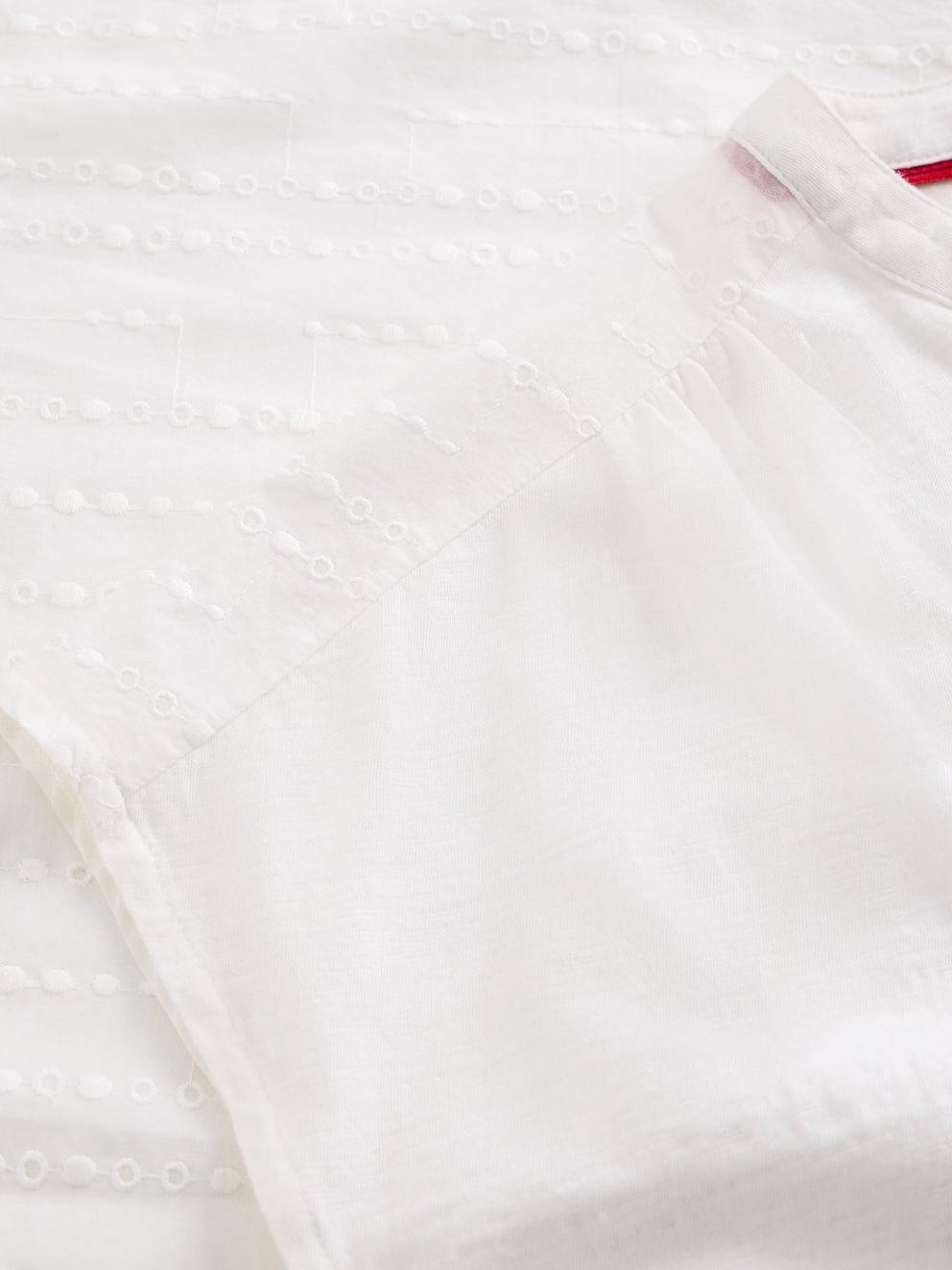 NOLA NOTCH BRODERIE TEE in BRIL WHITE - FLAT DETAIL