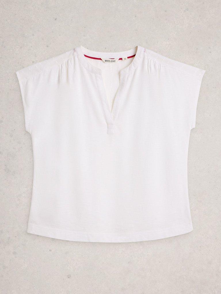 NOLA NOTCH BRODERIE TEE in BRIL WHITE - FLAT FRONT