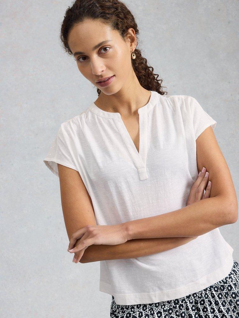 NOLA NOTCH BRODERIE TEE in BRIL WHITE - LIFESTYLE
