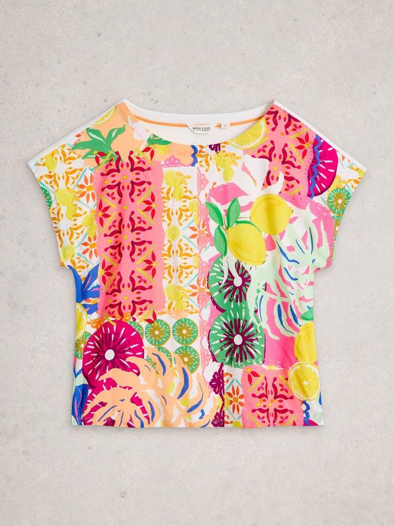 WOVEN MIX CREW NECK TEE in YELLOW PR - FLAT FRONT