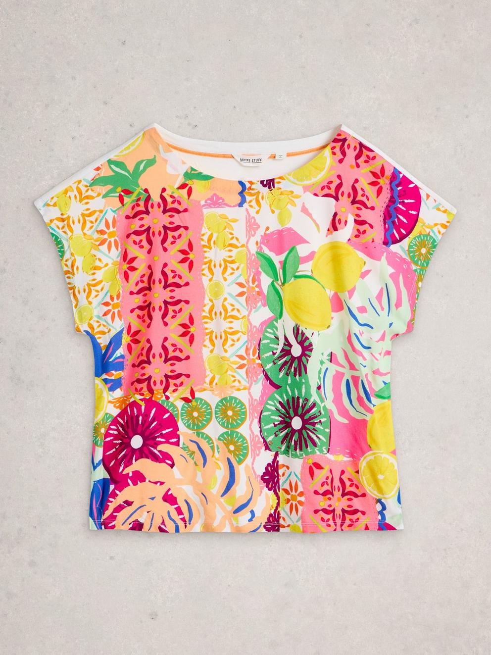 WOVEN MIX CREW NECK TEE in YELLOW PR - FLAT FRONT