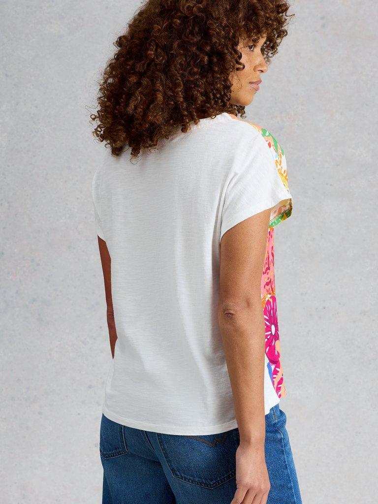 WOVEN MIX CREW NECK TEE in YELLOW PR - MODEL BACK