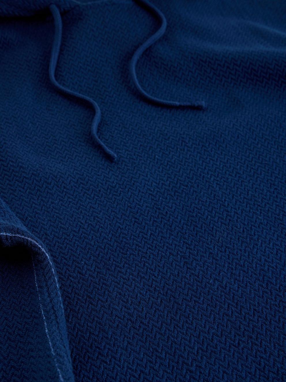 HERRINGBONE HOODIE in DARK NAVY - FLAT DETAIL