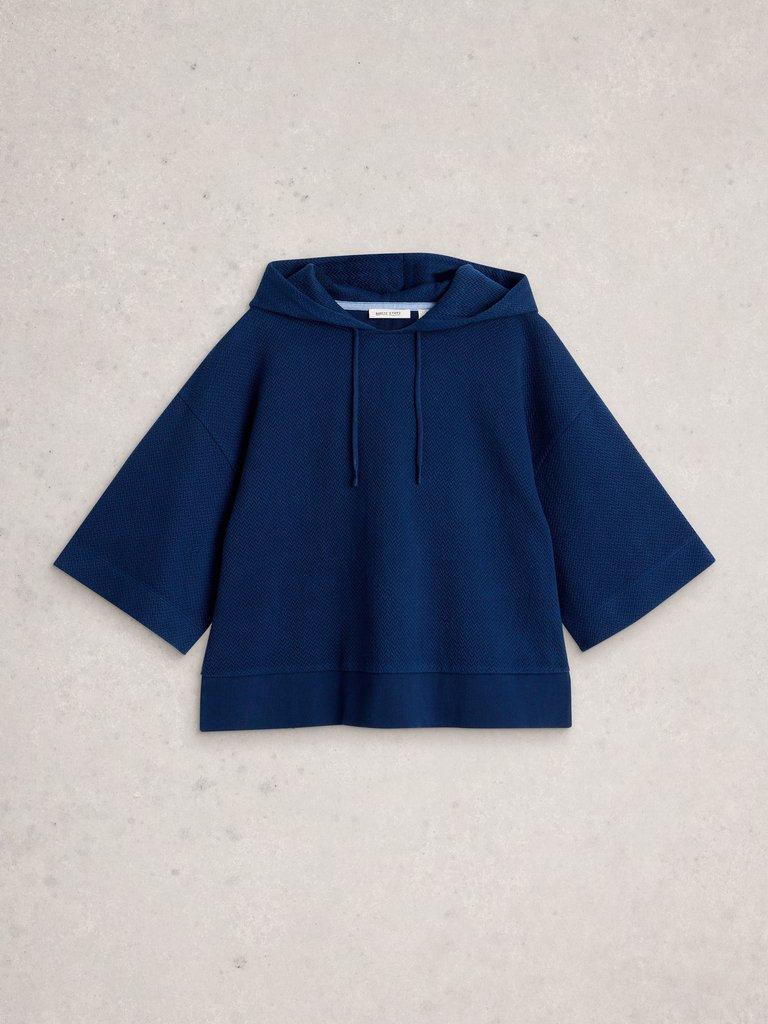 HERRINGBONE HOODIE in DARK NAVY - FLAT FRONT
