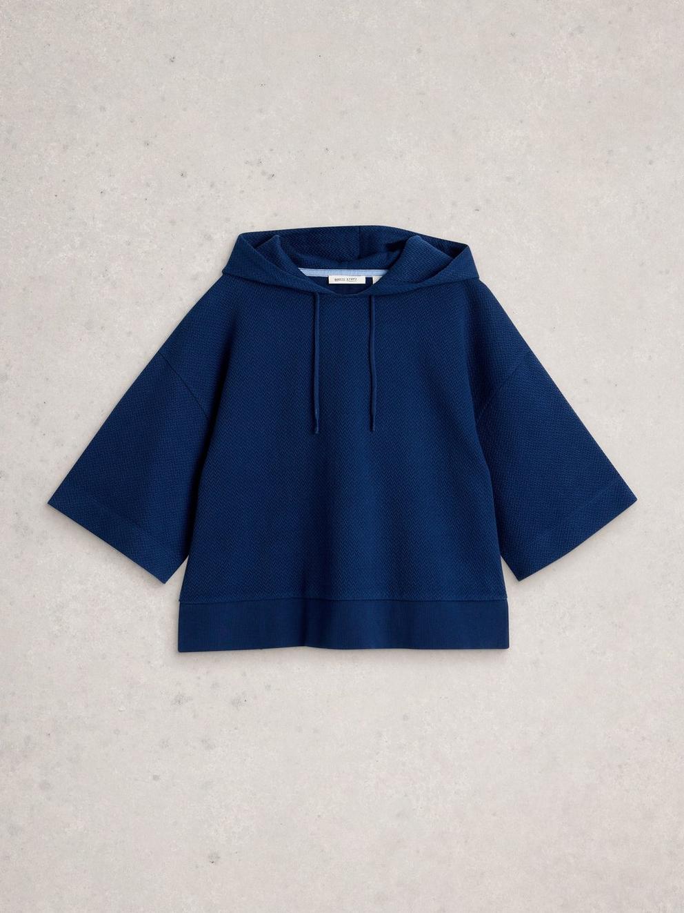 HERRINGBONE HOODIE in DARK NAVY - FLAT FRONT