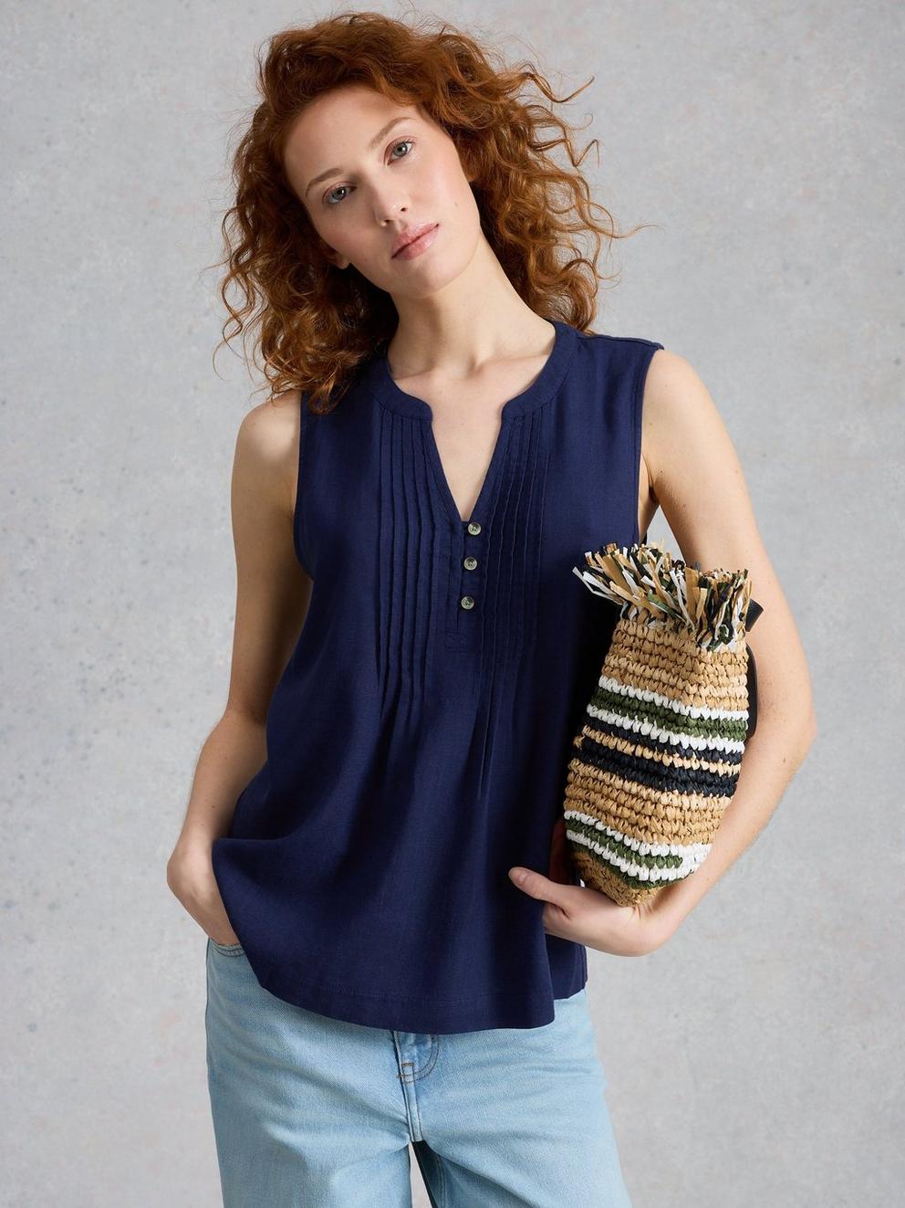 POPPY TOP in DARK NAVY - LIFESTYLE