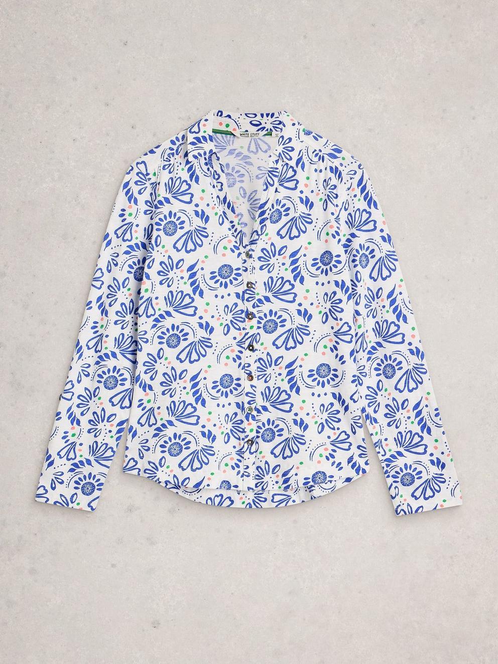 ANNIE JERSEY SHIRT PRINT in WHITE PR - FLAT FRONT
