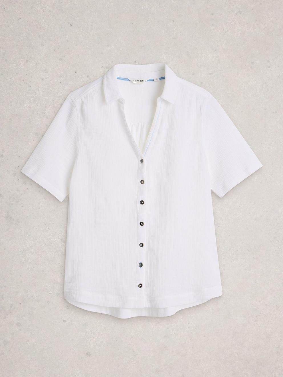 ANNIE SS DOUBLE CLOTH in BRIL WHITE - FLAT FRONT