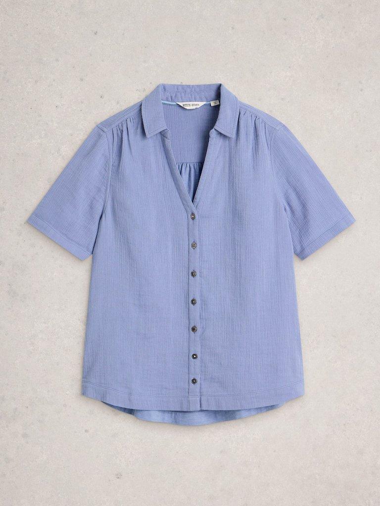 ANNIE SS DOUBLE CLOTH in LGT BLUE - FLAT FRONT