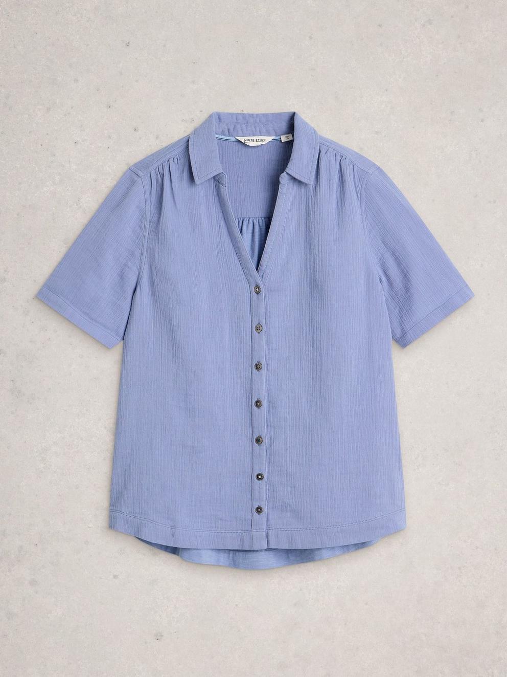 ANNIE SS DOUBLE CLOTH in LGT BLUE - FLAT FRONT