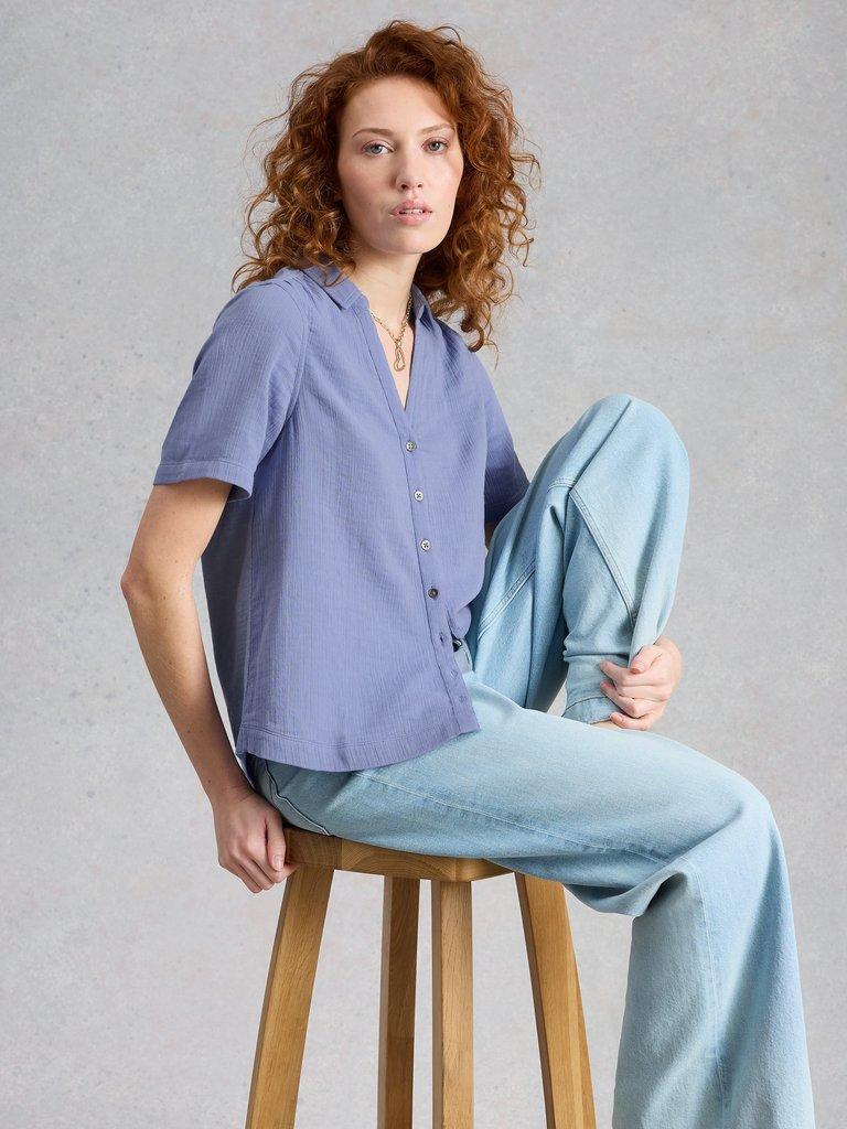 ANNIE SS DOUBLE CLOTH in LGT BLUE - LIFESTYLE