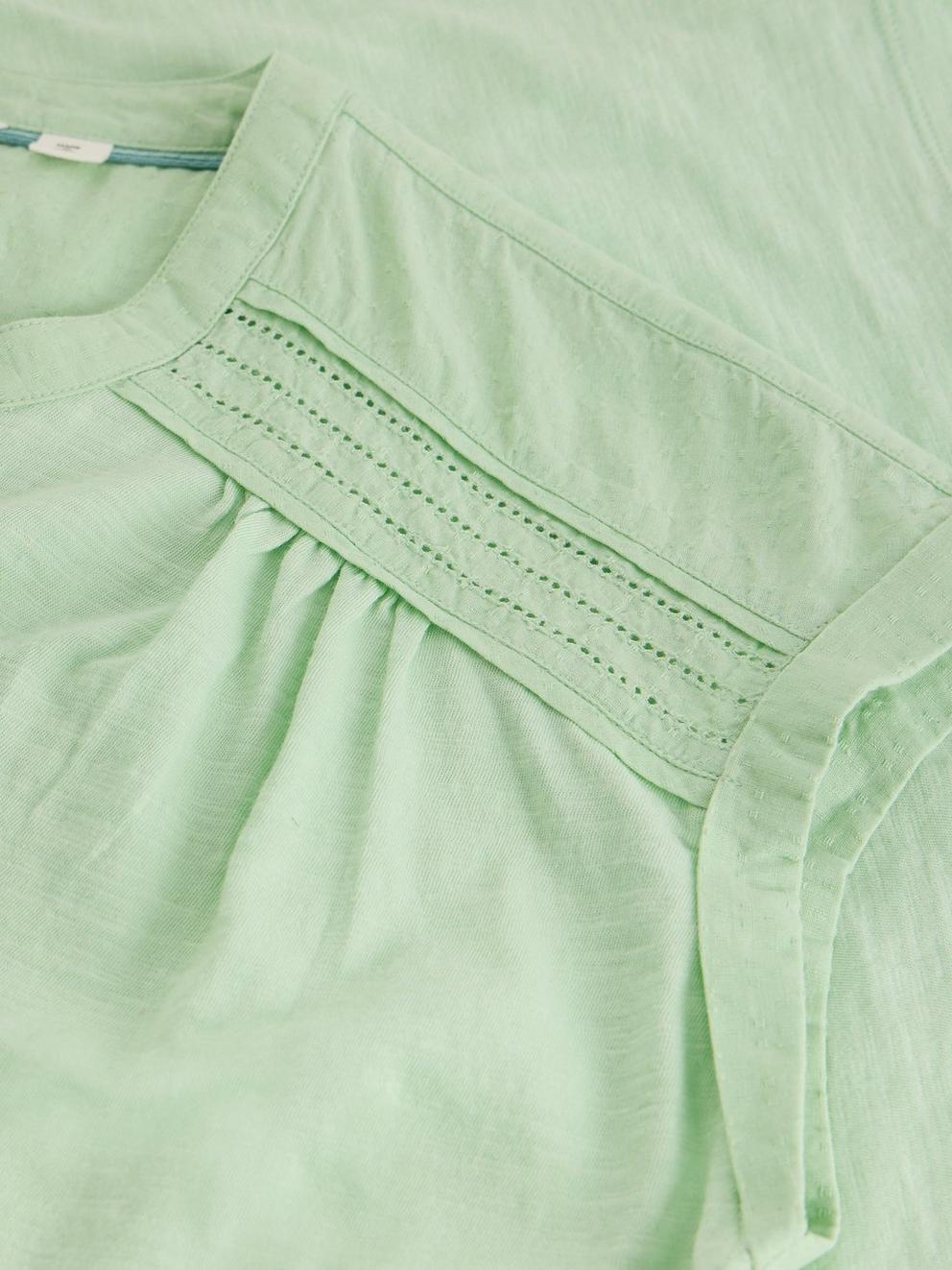 BILLIE BUTTON SHIRT in LGT GREEN - FLAT DETAIL