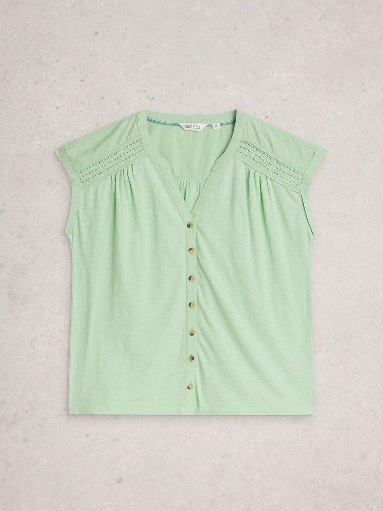 BILLIE BUTTON SHIRT in LGT GREEN - FLAT FRONT