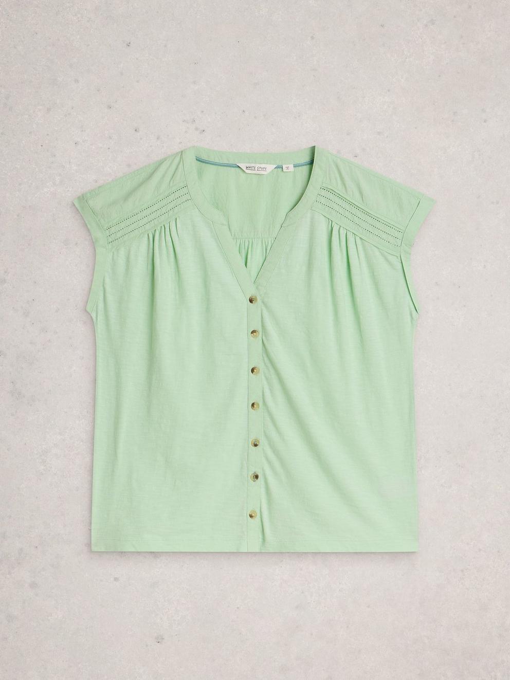 BILLIE BUTTON SHIRT in LGT GREEN - FLAT FRONT
