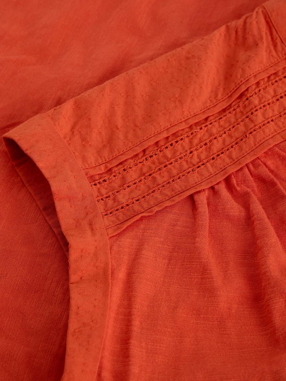 BILLIE BUTTON SHIRT in MID RED - FLAT DETAIL