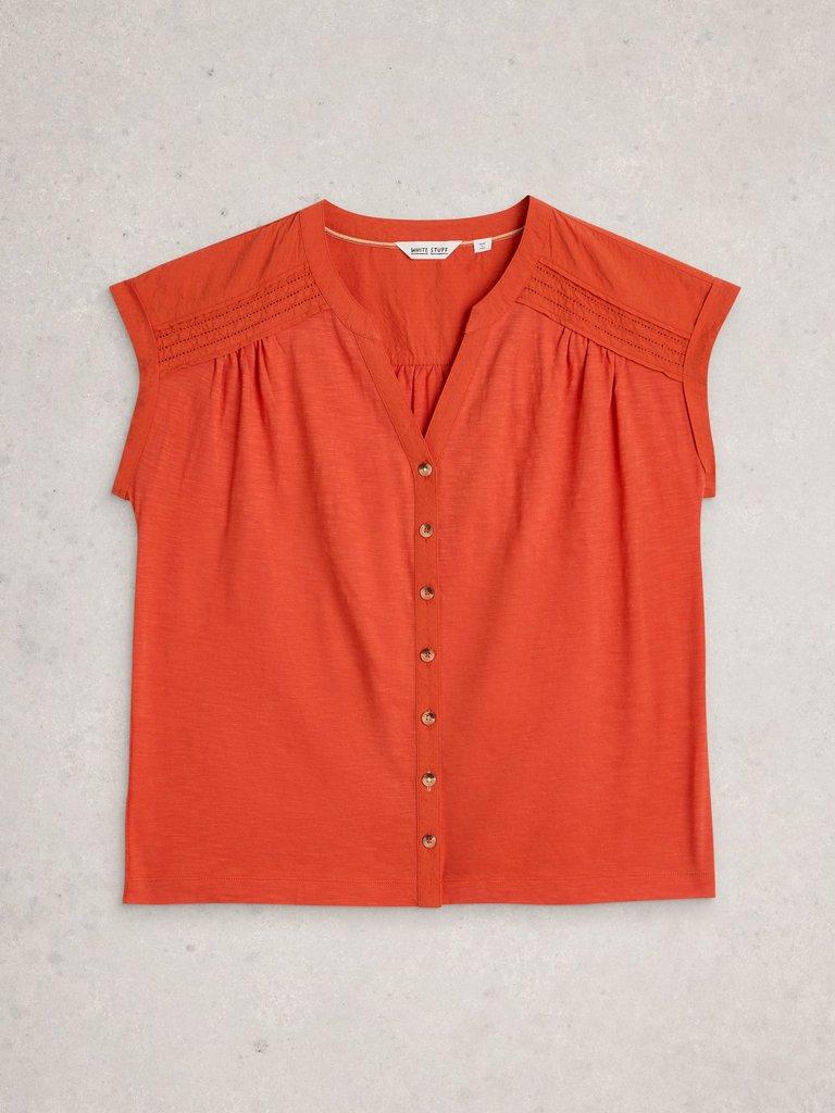 BILLIE BUTTON SHIRT in MID RED - FLAT FRONT