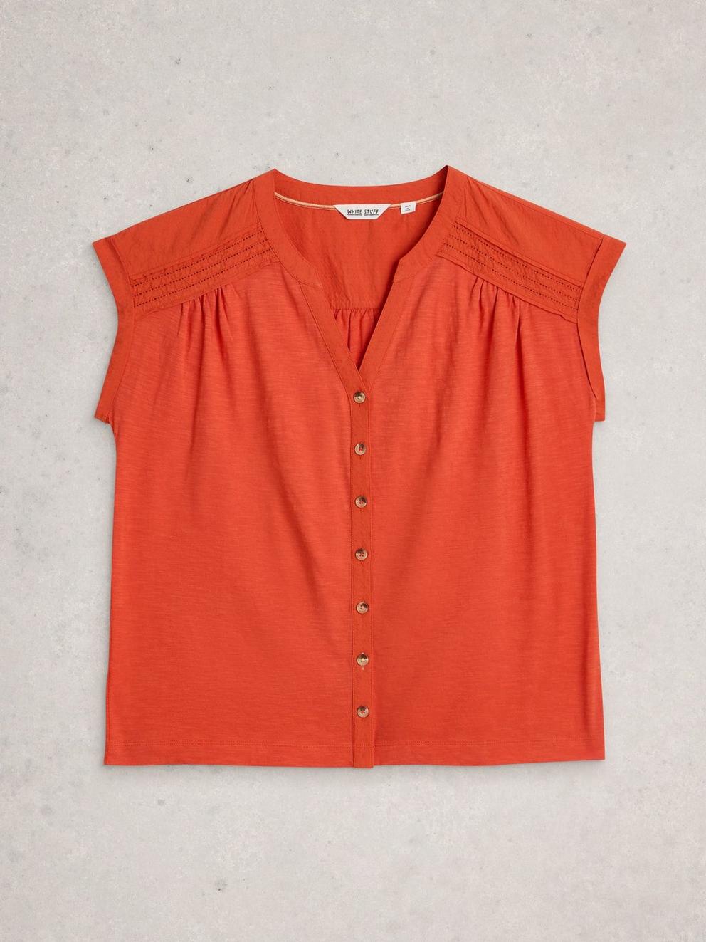 BILLIE BUTTON SHIRT in MID RED - FLAT FRONT