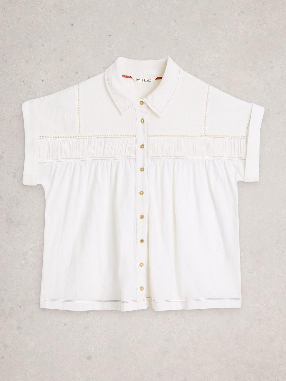 DIDI DOUBLE CLOTH SHIRT in BRIL WHITE - FLAT FRONT