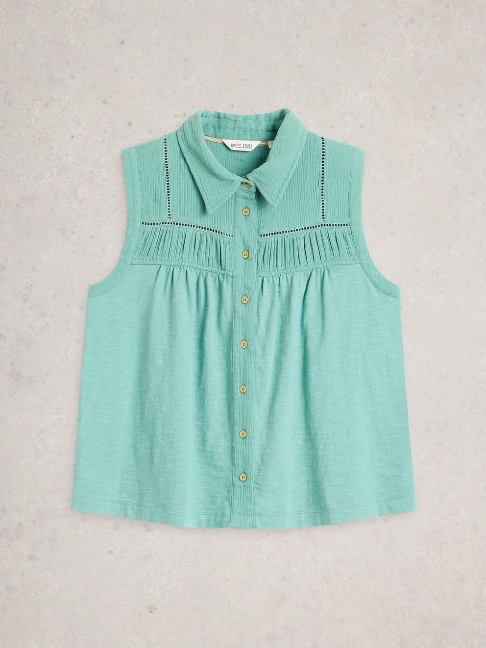 DIDI DOUBLE CLOTH SHIRT in DUS BLUE - FLAT FRONT