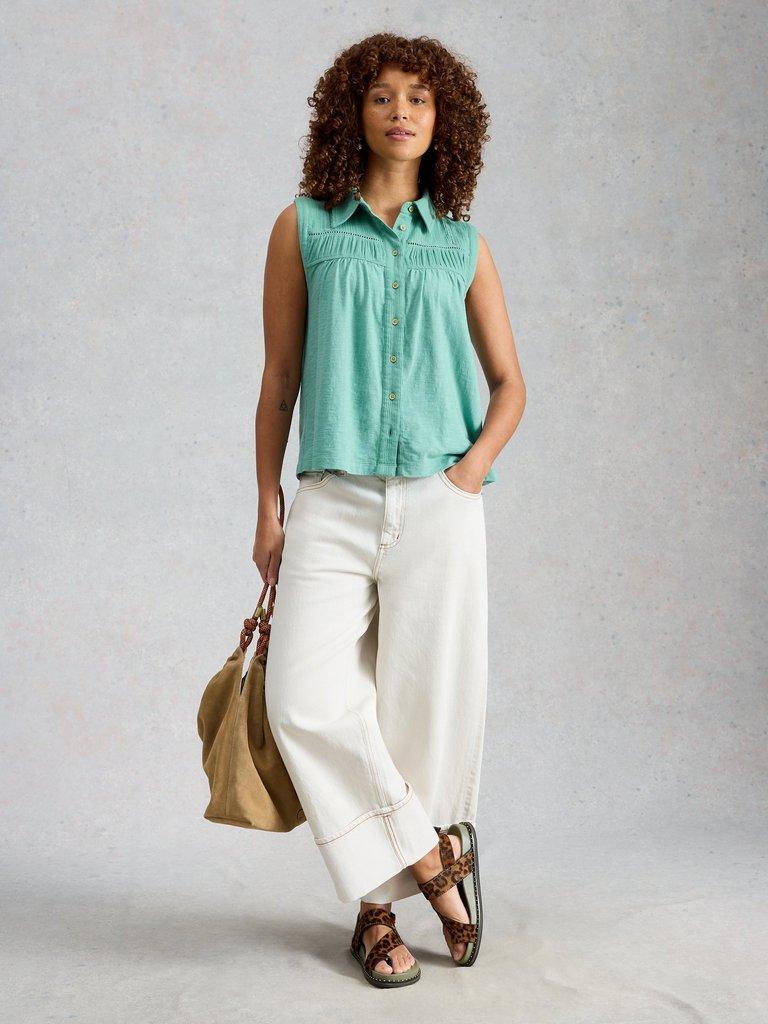 DIDI DOUBLE CLOTH SHIRT in DUS BLUE - MODEL FRONT