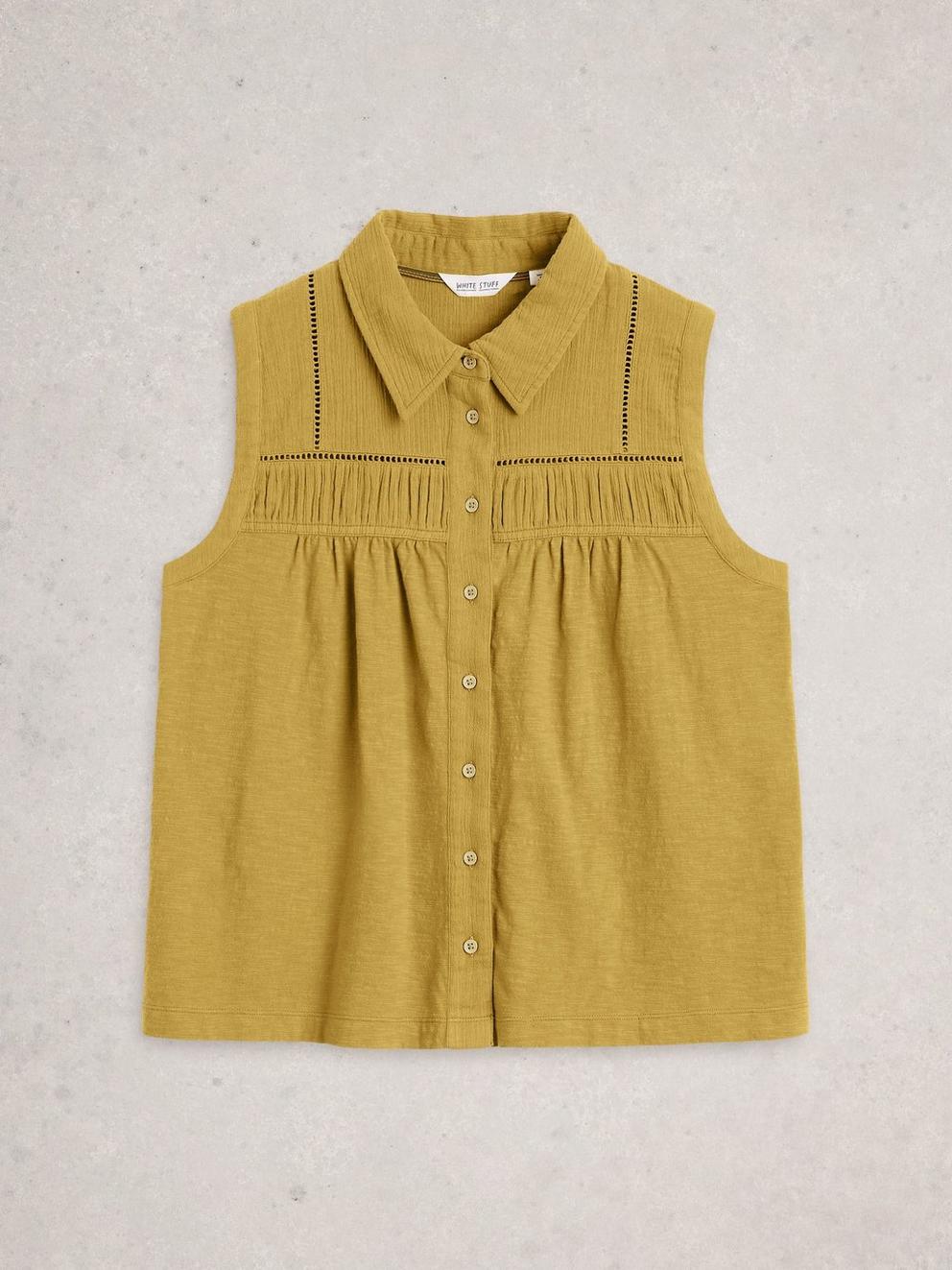 DIDI DOUBLE CLOTH SHIRT in KHAKI GRN - FLAT FRONT