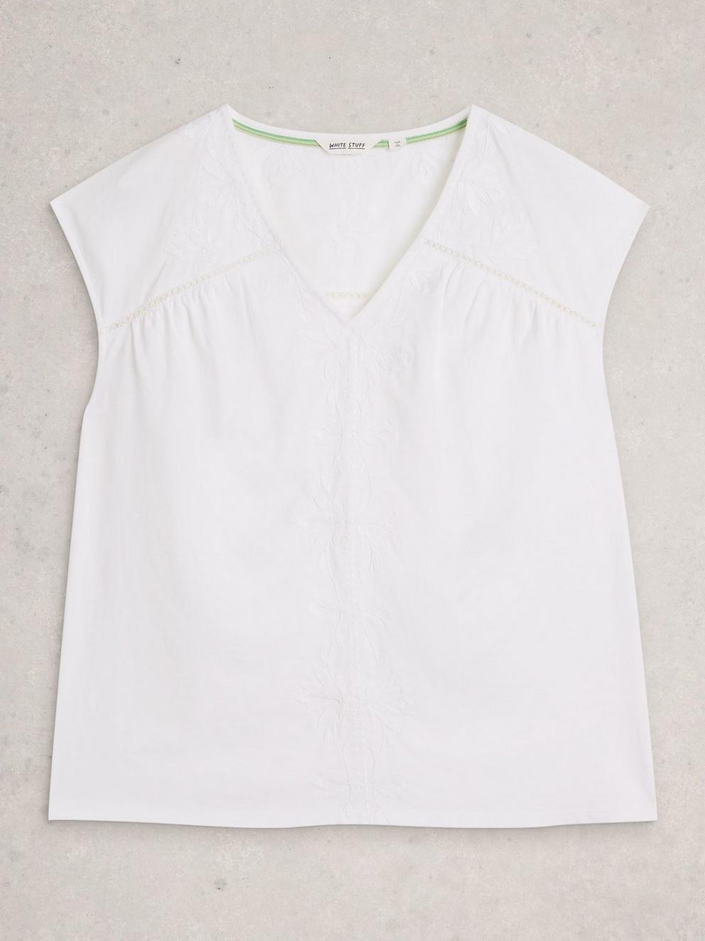 FLISS FLORAL V NECK TOP in BRIL WHITE - FLAT FRONT